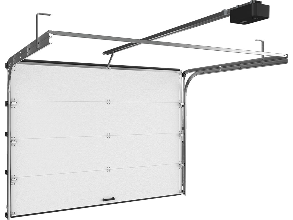 Гаражные секционные ворота из алюминиевых сэндвич-панелей с пружинами растяжения RSD01LUX