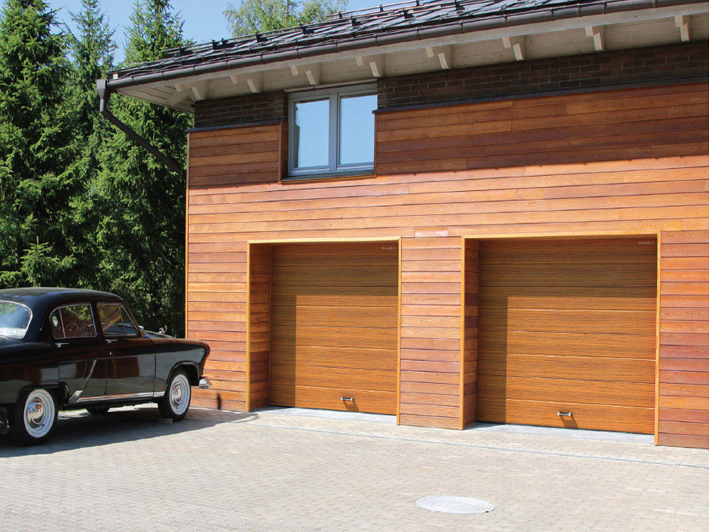 Гаражные секционные ворота RSD01, дизайн — «широкая полоса»