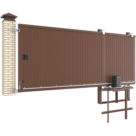 Откатные уличные ворота стандартных размеров в алюминиевой раме с заполнением сэндвич-панелями SLG-S