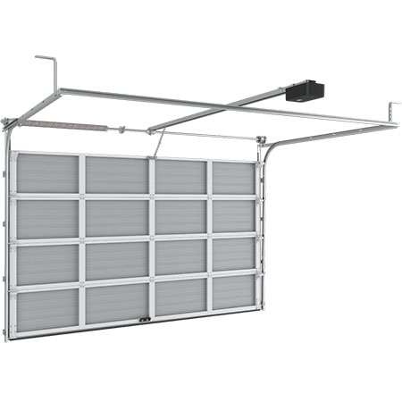 Гаражные секционные ворота из стальных однослойных панелей с торсионным механизмом RSD02-SLP